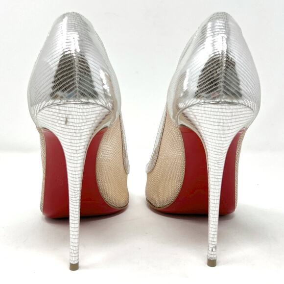 Christian Louboutin Silver Leather Mesh Galativi Pumps– Size 40 - Picture 5 of 10
